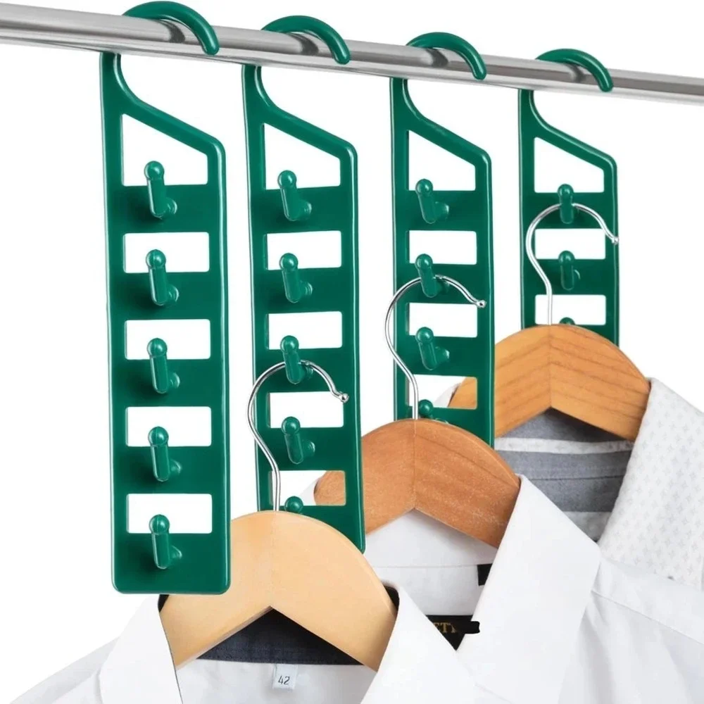 CraftyCrocodile Space Saving Hangers for Clothes - 4 in Pack, Heavy Green